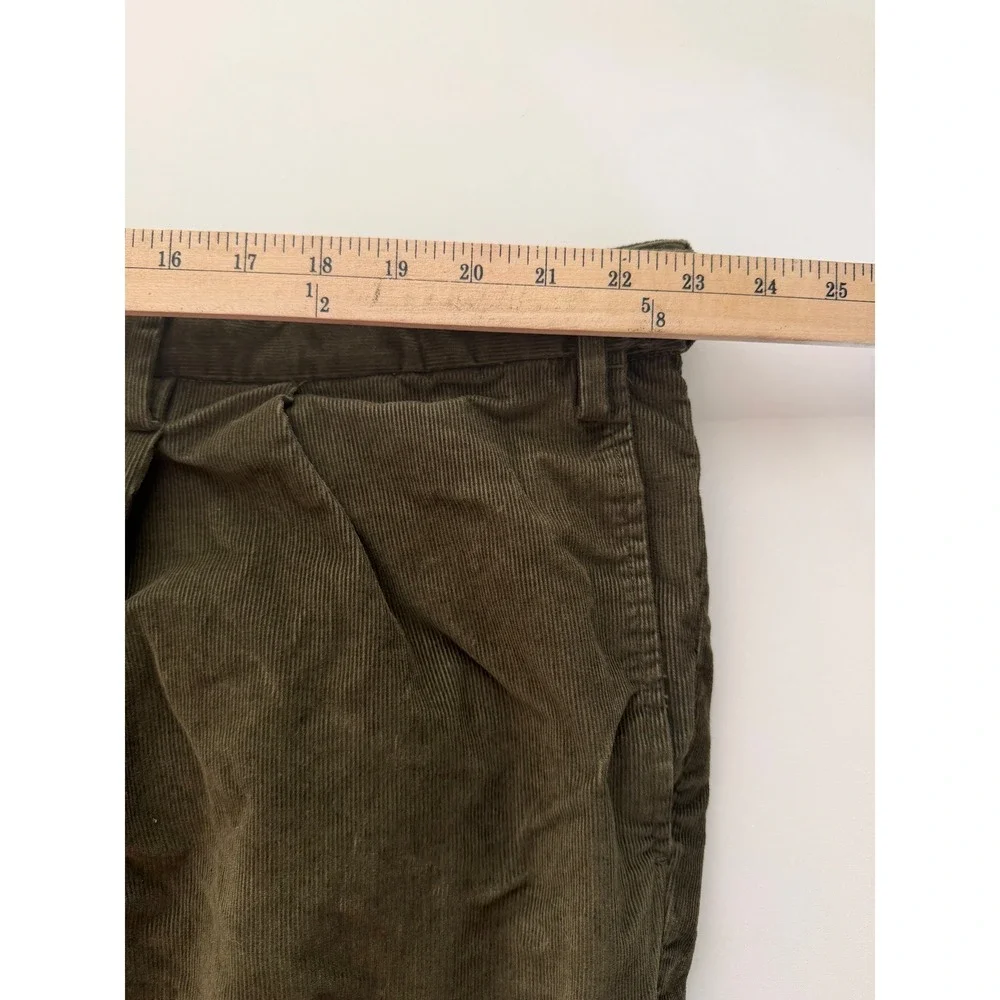 Lands' End Mens Olive Green Pleated Corduroy Pants Traditional Fit 48/9 513924
